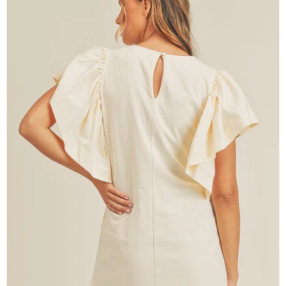 Cotton T Shirt BigRufflr Dress with Ruffle Sleeves - Picture 4 of 4